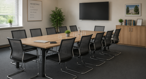 Conference chair on a flexible frame