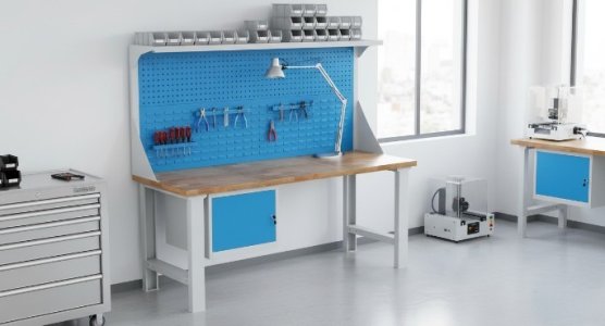 Workshop Benches with Superstructure and Beech Worktop