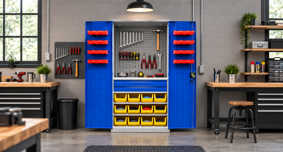 Cabinets for the workshop with hinged doors