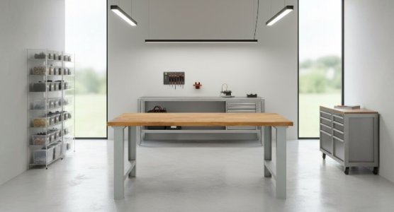 Basic Workbenches with Beech Worktops