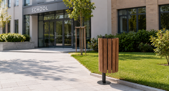 Wooden trash cans