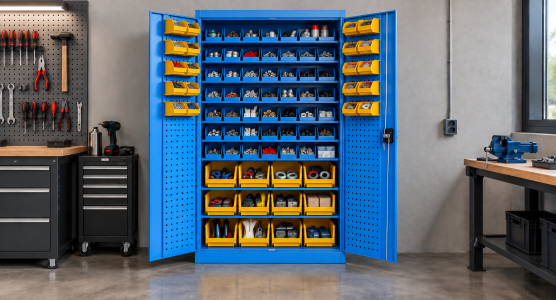 Cabinets with plastic boxes