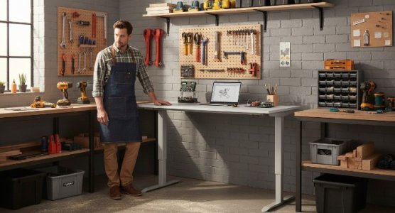 Height-Adjustable Workshop Workbenches with Laminated Worktops