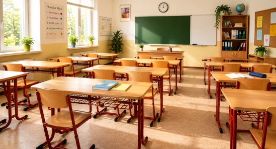 Double-seater student desks
