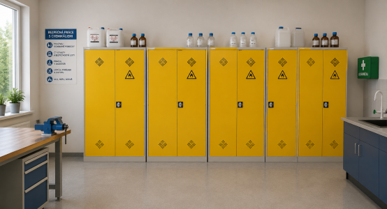 Workshop cabinets for chemicals