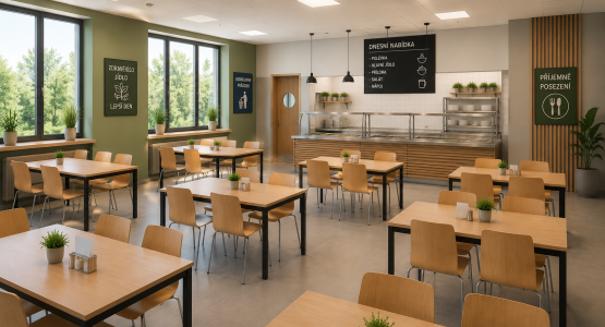 Dining tables for the school cafeteria