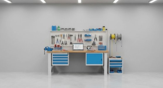 Accessories for workbenches with suspended drawer units