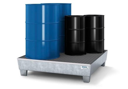 Catch basin on classic-line legs for 4 barrels