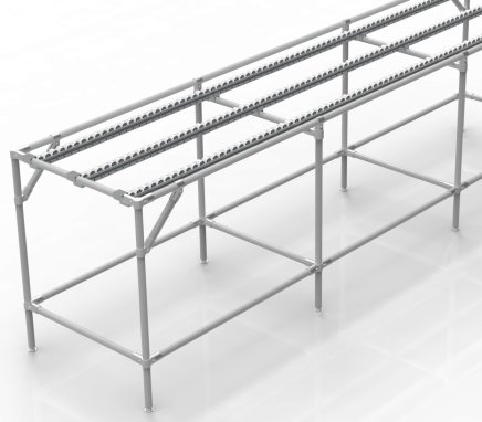 Conveyor with recessed roller tracks (various variants) - 1