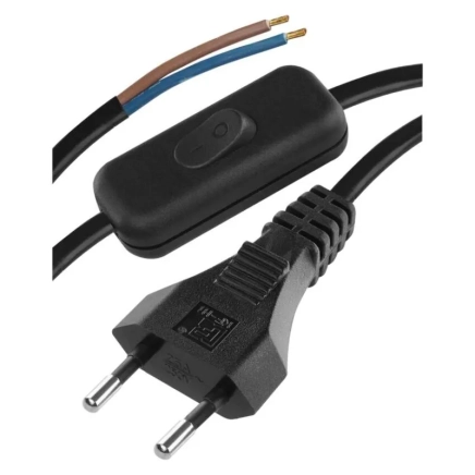 Power supply cable with inline switch 2 m (2×0.75 mm²) – black