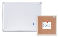 One-piece magnetic board, aluminum frame 60x45 cm + cork board 30x30 cm