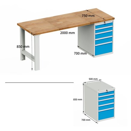 Workshop table with base container HD_01_205 - 6