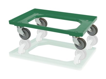 Chassis for crates - 2 swivel wheels, color green