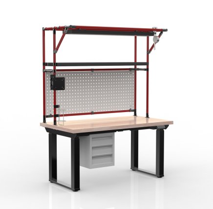 Electric height-adjustable desk with a container and three drawers 24111935