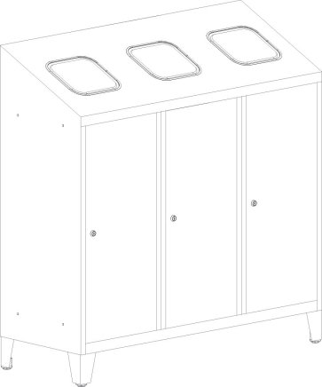 Triple waste bin for sorted waste MPO 03rrk - 3