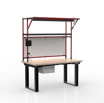 Electric height-adjustable desk with a container and one drawer 24111934