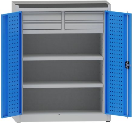 Workshop cabinet with divided drawers