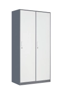 Metal wardrobe with two compartments and cylinder lock