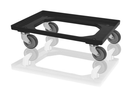 Chassis for crates - 4 swivel wheels, color black