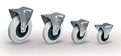 Gray rubber wheels, diameter 100, 125, 160 or 200 mm