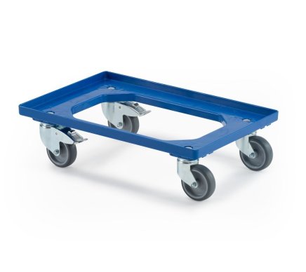 Chassis for crates - 2 swivel wheels with brake