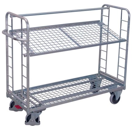 Storied trolley with inclined shelves, galvanized version sw-640.224