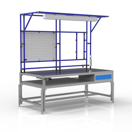 Mechanically height-adjustable welding table