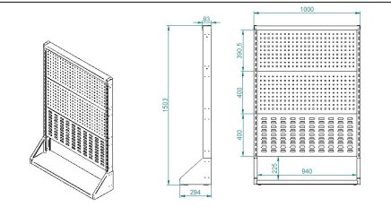 Perforated stand PSZ 12 A S1 one-sided for 3 panels - 5