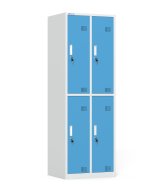 Four-compartment metal wardrobe with cylinder lock