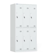 Six-section metal wardrobe with cylinder lock