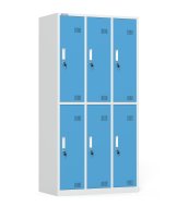 Six-section metal wardrobe with cylinder lock