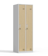 Metal wardrobe with two compartments and cylinder lock