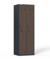 Metal wardrobe with two compartments and cylinder lock