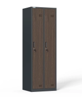Metal wardrobe with two compartments and cylinder lock