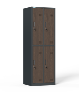 Four-compartment metal wardrobe with cylinder lock