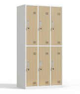Six-section metal wardrobe with cylinder lock