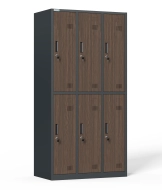 Six-section metal wardrobe with cylinder lock