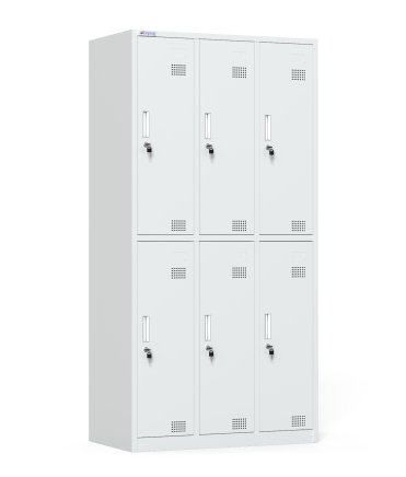 Six-section metal wardrobe with cylinder lock