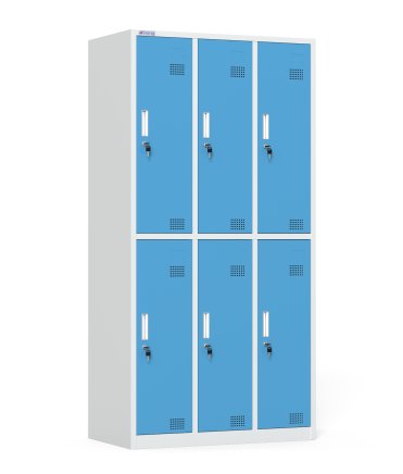 Six-section metal wardrobe with cylinder lock