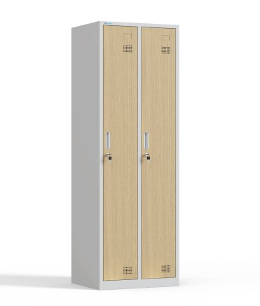 Metal wardrobe with two compartments and cylinder lock