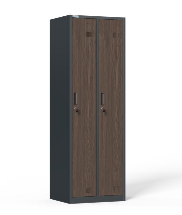 Metal wardrobe with two compartments and cylinder lock
