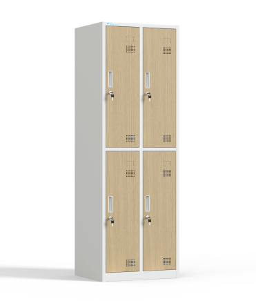 Four-compartment metal wardrobe with cylinder lock