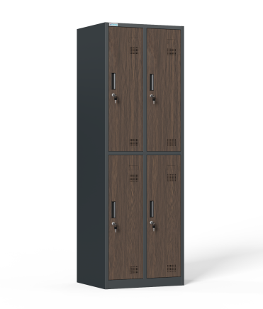 Four-compartment metal wardrobe with cylinder lock
