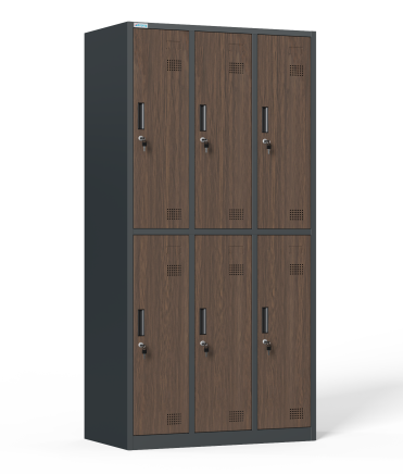 Six-section metal wardrobe with cylinder lock