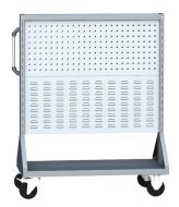 Perforated stand PSZ 21 B S1 double-sided on wheels for 4 panels