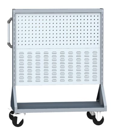Perforated stand PSZ 21 B S1 double-sided on wheels for 4 panels