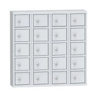 Metal cabinet with 20 lockable boxes