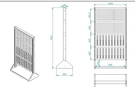 Perforated stand PSZ 23 A S1 double-sided for 8 panels - 5