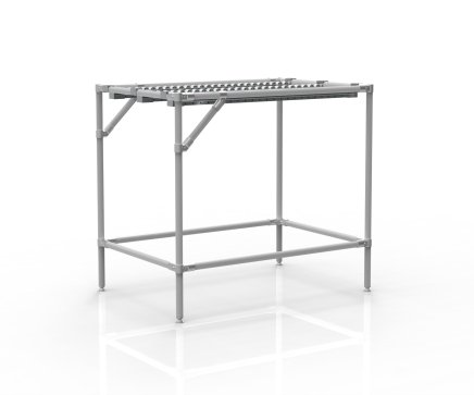 Conveyor with recessed roller tracks (various variants)