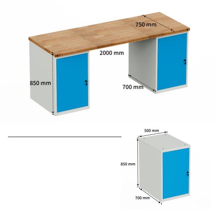 Workshop table with base container HD_20DD - 5